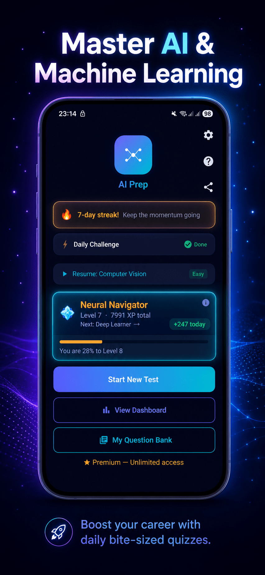 AI Prep test view